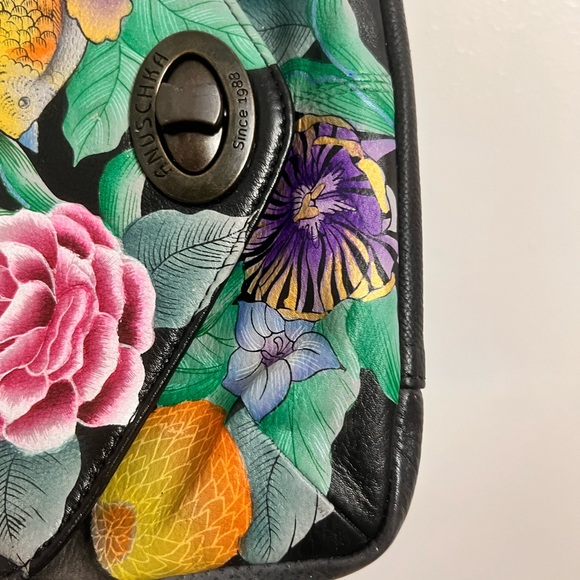 Anuschka Bag Vintage hand painted Bouquet Birds Flowers crossbody - Picture 12 of 16